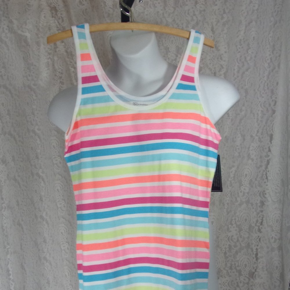 Tank Top Knit Stripped Pink Blue Yellow Green NWT
